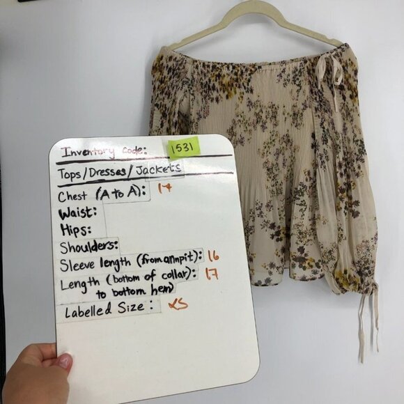 Aritzia Wilfred Talence Floral Chiffon Off The Shoulder Blouse Size XS - Picture 15 of 16